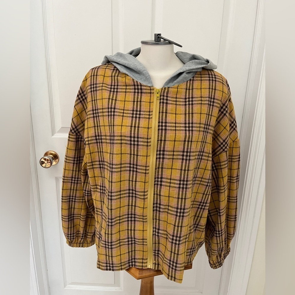 Shein plus plaid hooded flannel shirt size 2XL